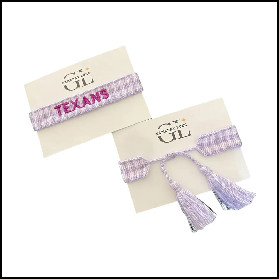 Texans Purple Gingham Team Tassel Bracelet