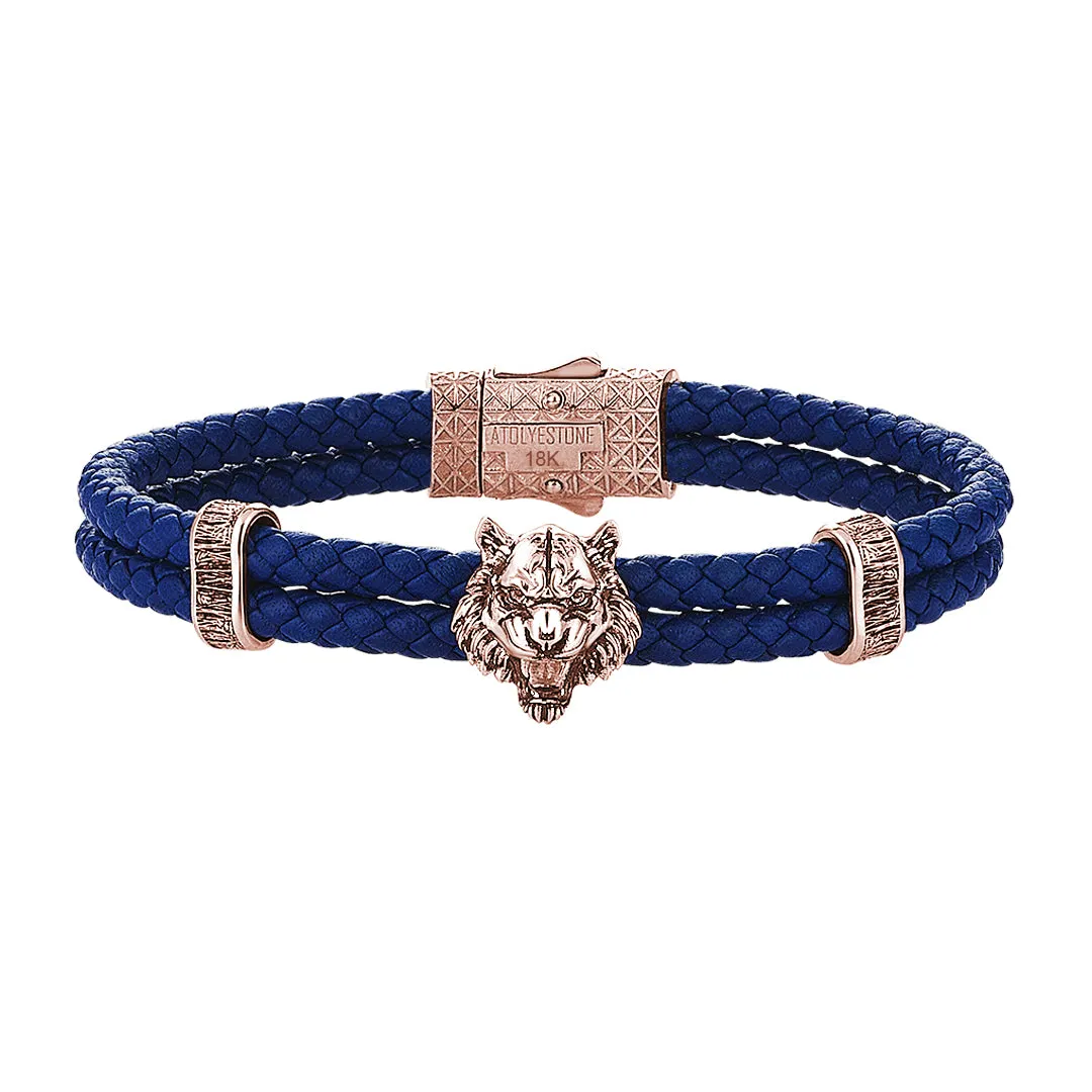 Tiger Leather Bracelet in Solid Rose Gold