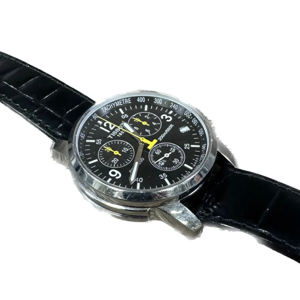 Tissot PRC200 Chrono - Black Dial - Leather Strap