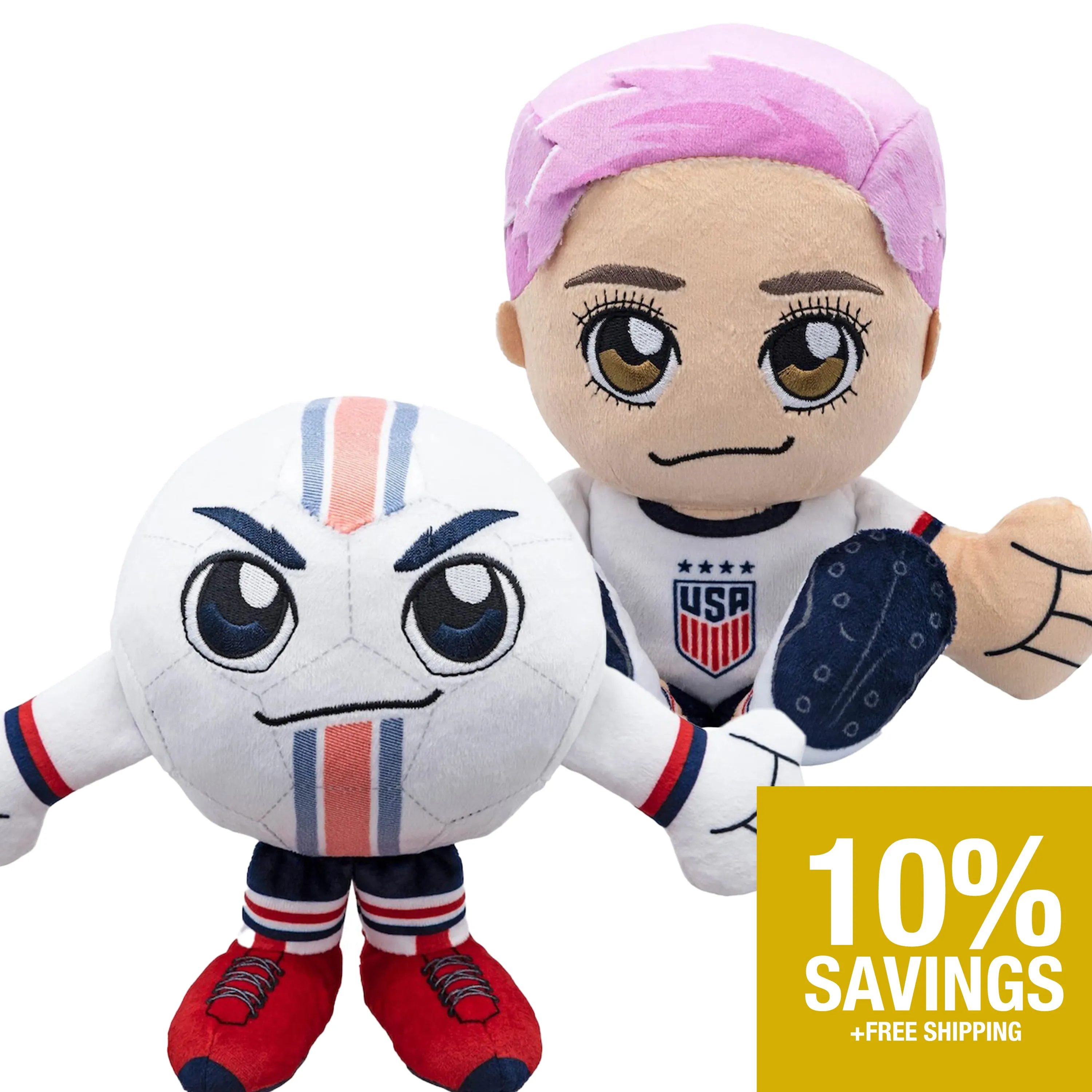 US Women's Soccer Kuricha Bundle: Megan Rapinoe and US Soccer Ball Kuricha Plushies