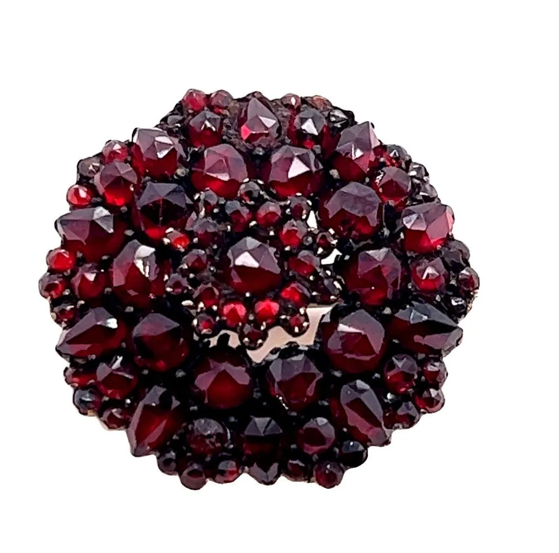 Vintage Bohemian Garnet Brooch Gold Plated