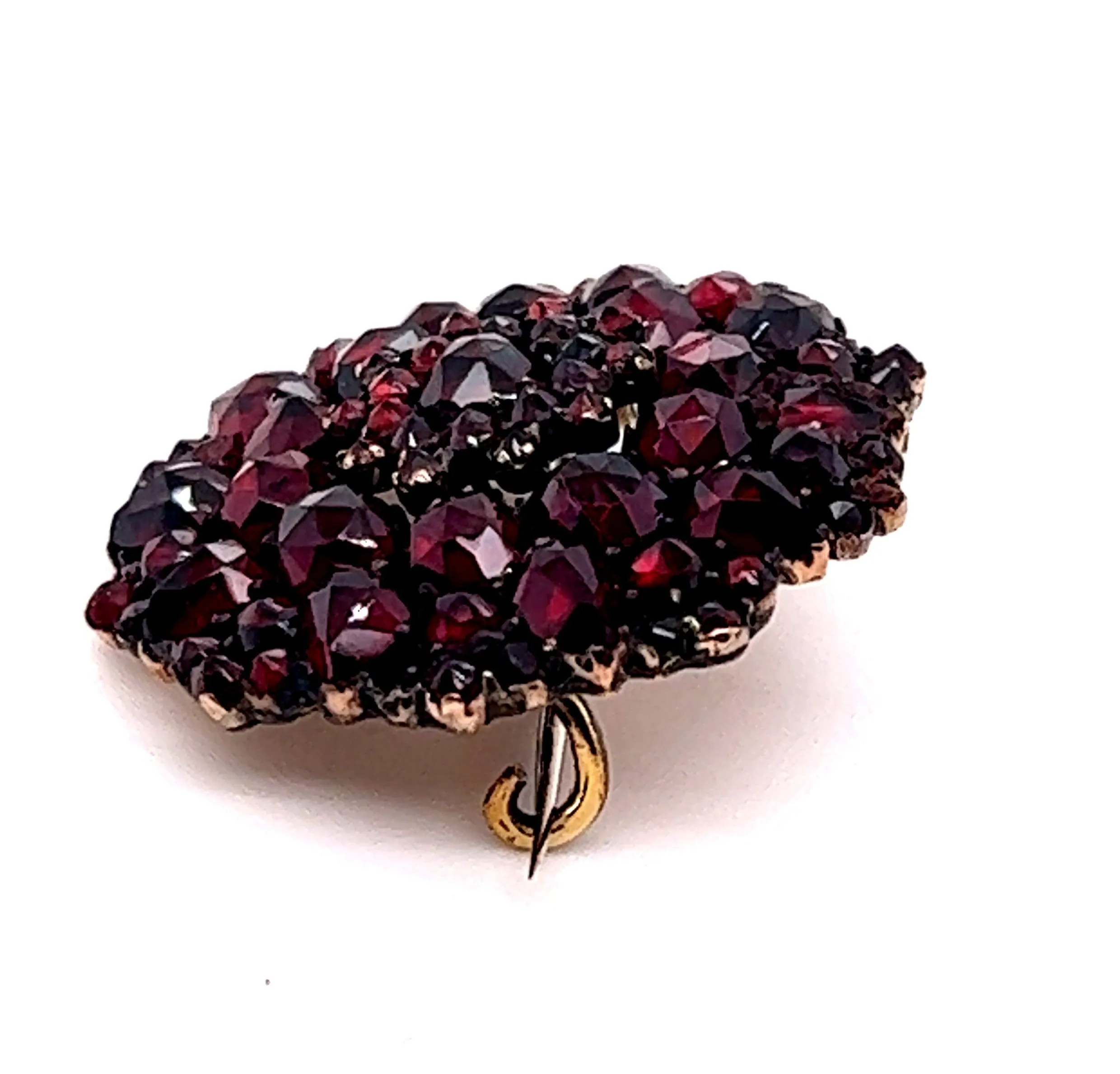 Vintage Bohemian Garnet Brooch Gold Plated