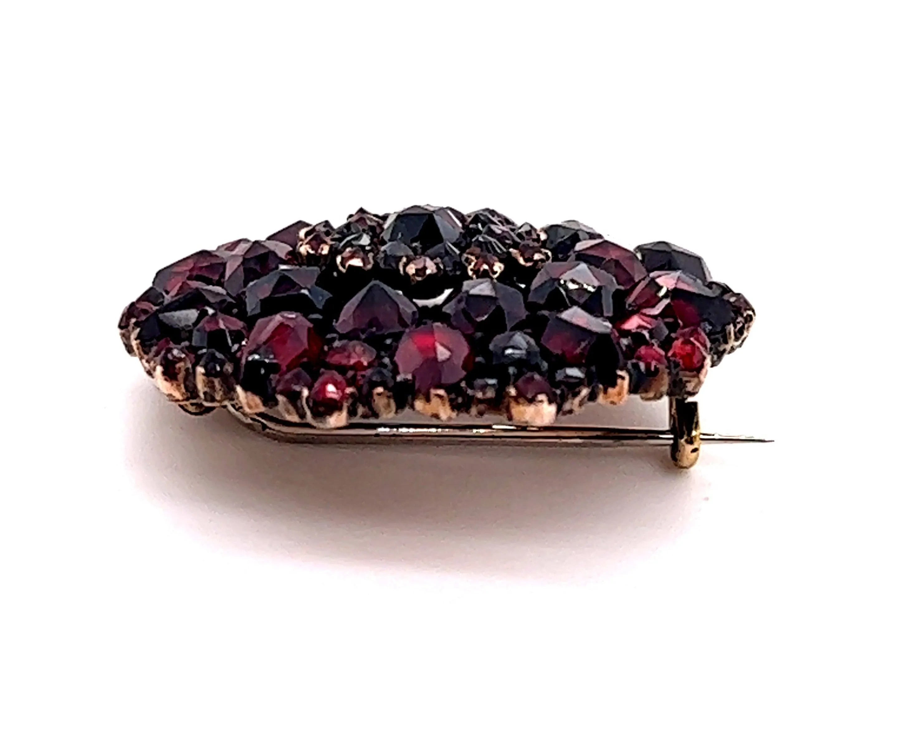 Vintage Bohemian Garnet Brooch Gold Plated