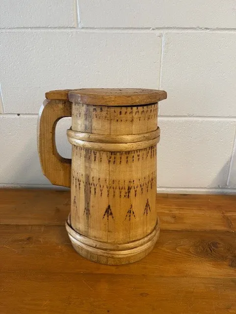 Vintage  European Wooden Jug with Lid  #6455  Byron