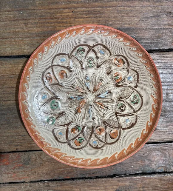 Vintage Romanian  Glazed Ceramic Plate  #6387