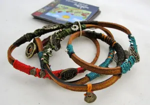 Wakami Dream Guatemalan Fair Trade Leather and Yarn Wrap Bracelet