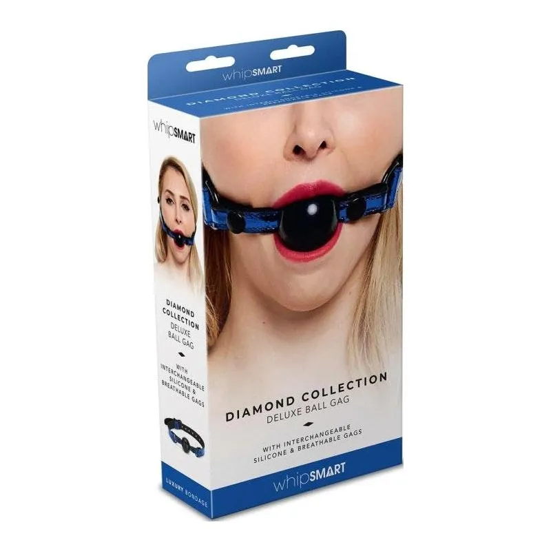 Whip Smart Diamond Deluxe Ball Gag Blue