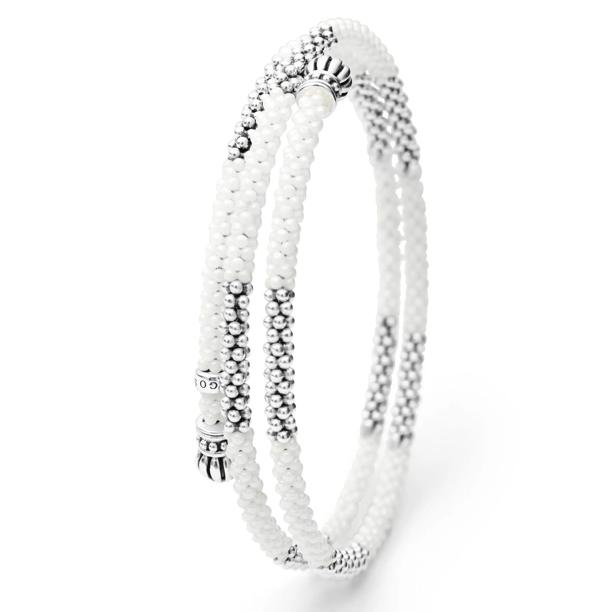 White Caviar Ceramic Beaded Wrap Bracelet