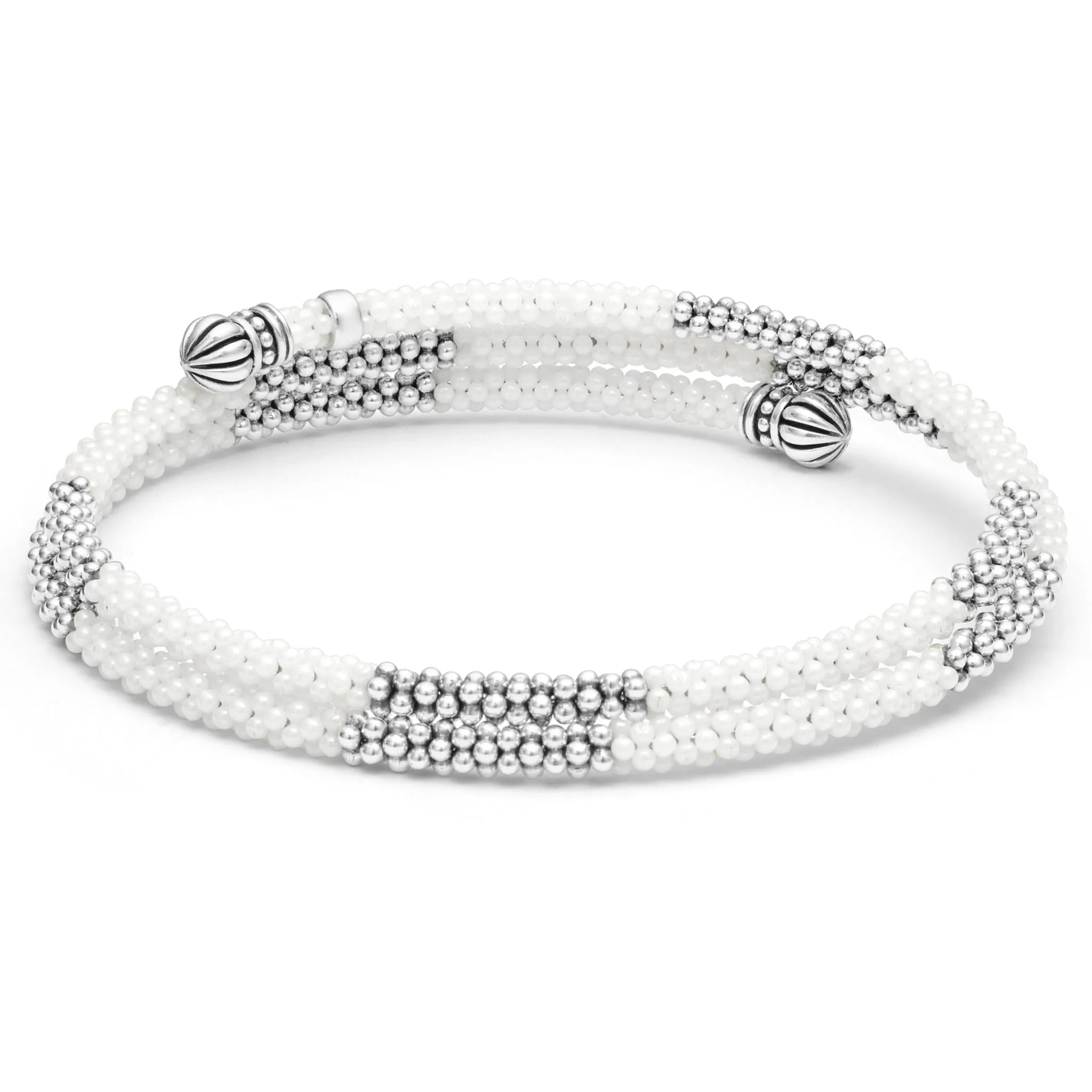 White Caviar Ceramic Beaded Wrap Bracelet