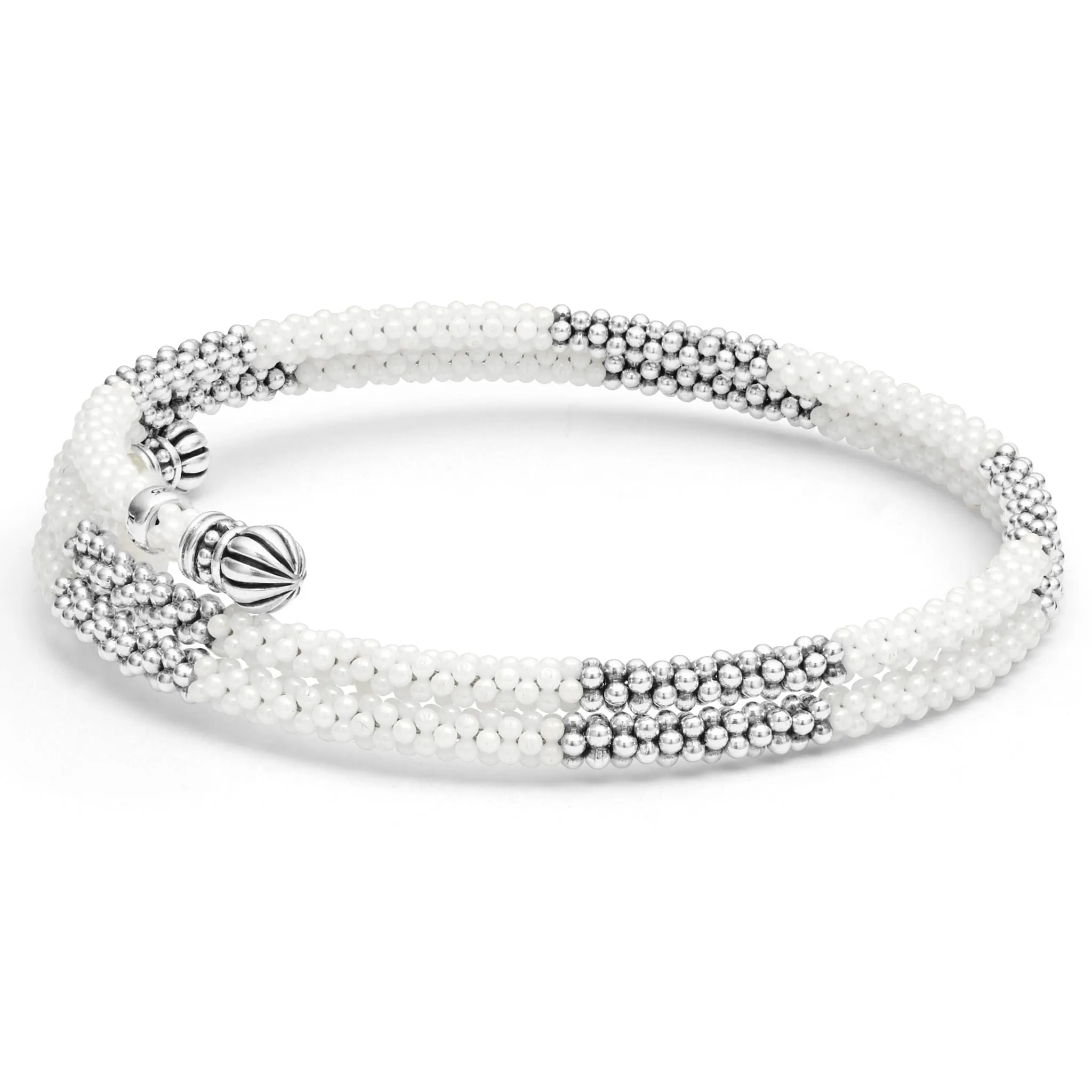 White Caviar Ceramic Beaded Wrap Bracelet