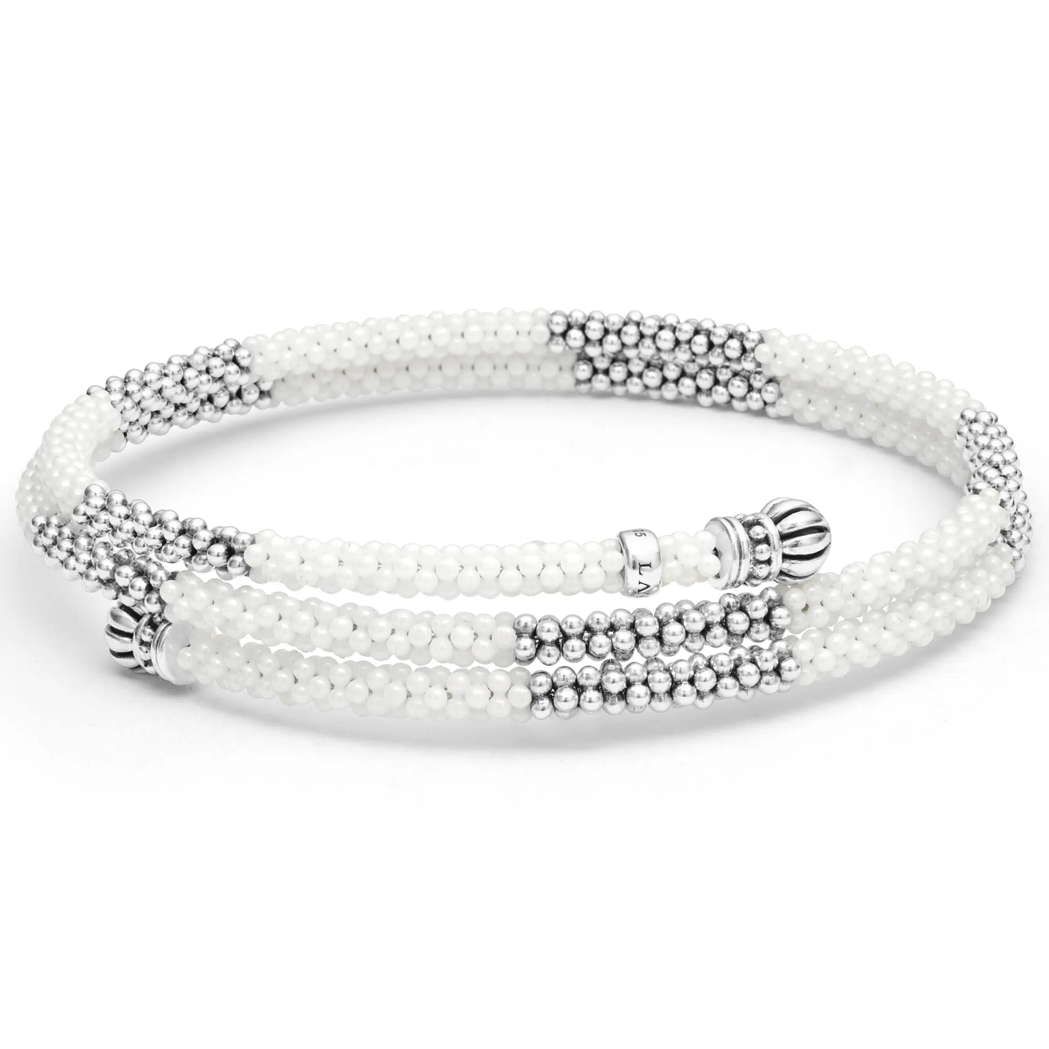 White Caviar Ceramic Beaded Wrap Bracelet