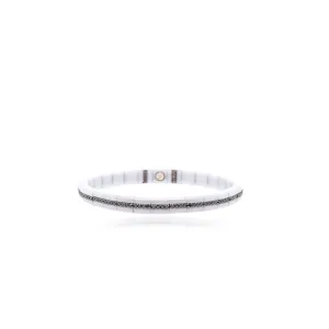 White Ceramic & Black Diamonds Bangle