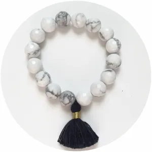 White Howlite with Black Tassel