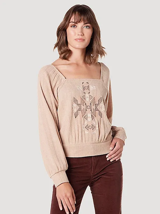 Women's Wrangler Retro Knit Embroidered Blouse