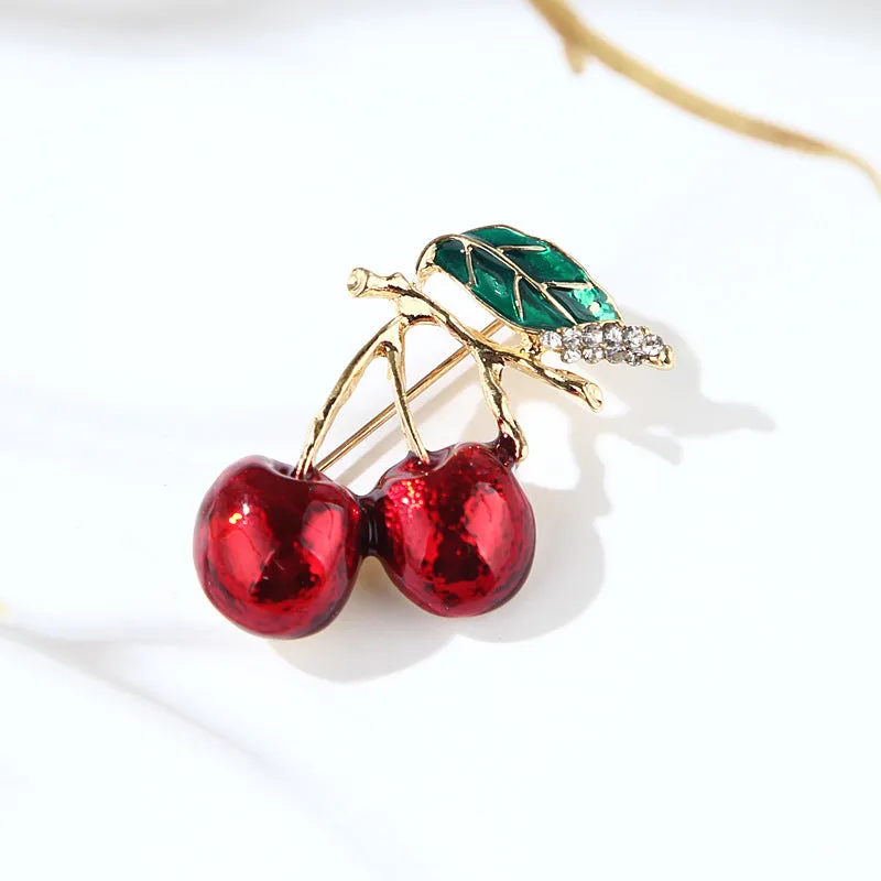 XSB058 - Red Cherry Brooch