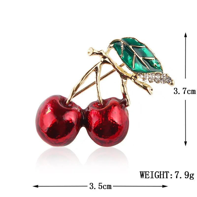 XSB058 - Red Cherry Brooch