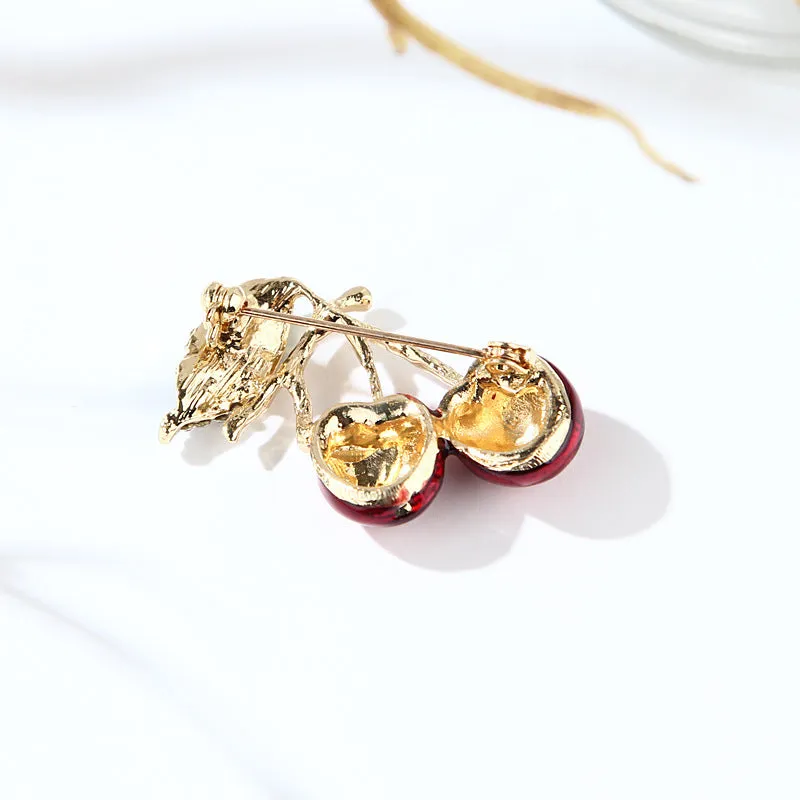 XSB058 - Red Cherry Brooch